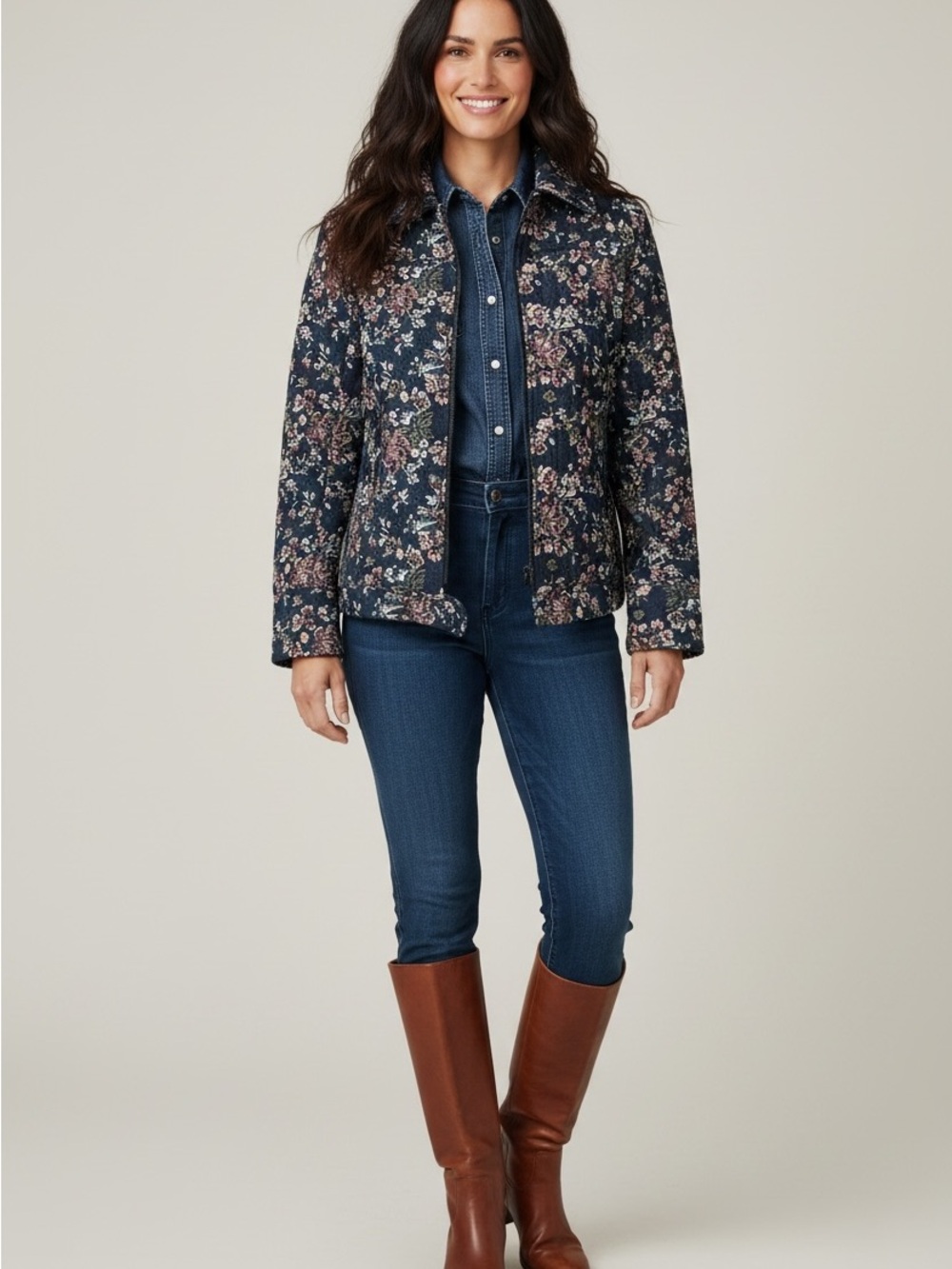 For The Republic Quilted Tapestry Bomber Floral Jacket Womens S Cottagecore Boho